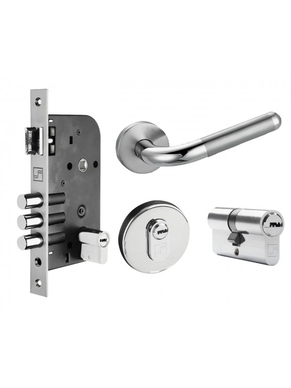 Fechadura Porta 03 Pinos Chave Multiponto - Com Maçaneta